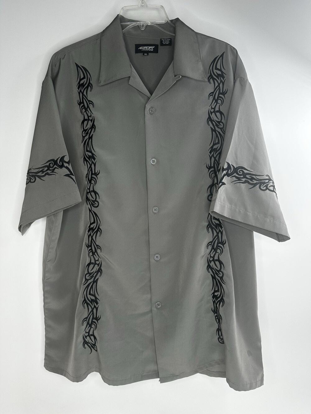 Amplify Tribal Button Up Shirt Men’s XL Gothic Y2K Embroidered Tattoo Style
